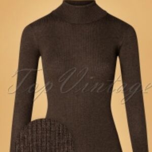 Retro Rollneck Rib Sweater Top
